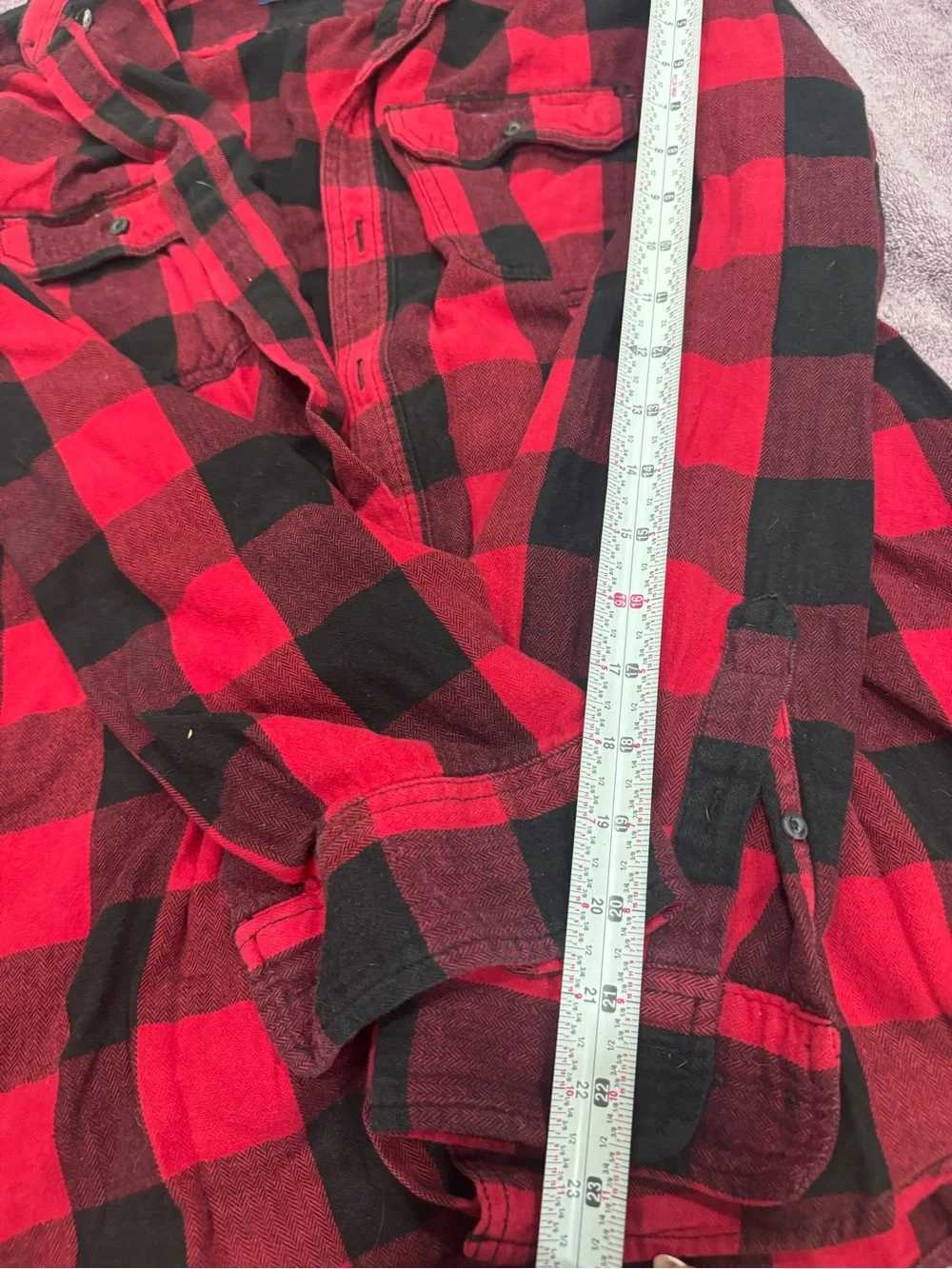 Men's Red and Black Buffalo Plaid Flannel Shirt (CL-5)